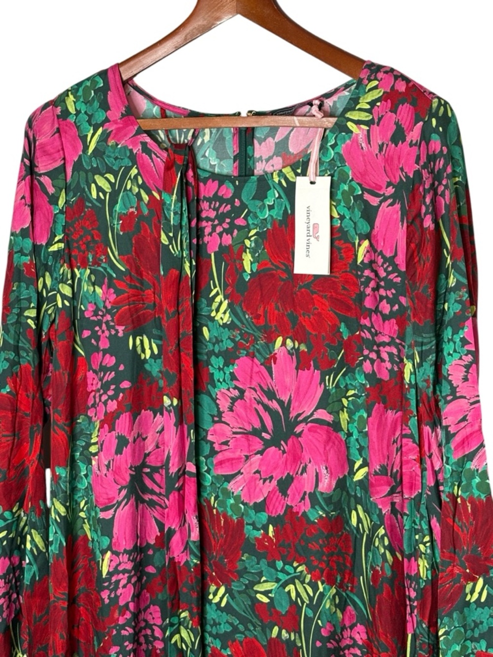 NWT Vineyard Vines Silk Blend Twill Midi Dress •  Size L • Brush Floral - Picture 5 of 13